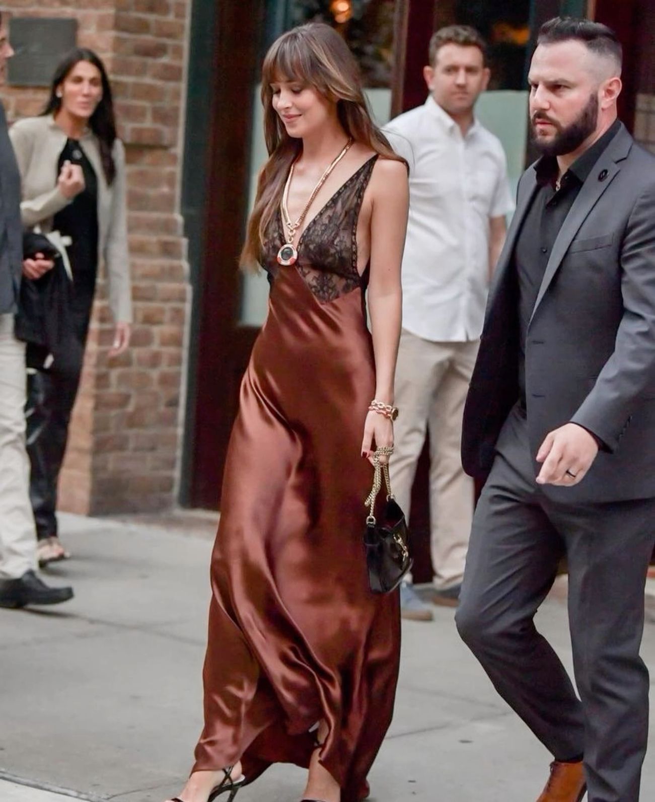 Dakota Johnson wearing Dusty Burgundy