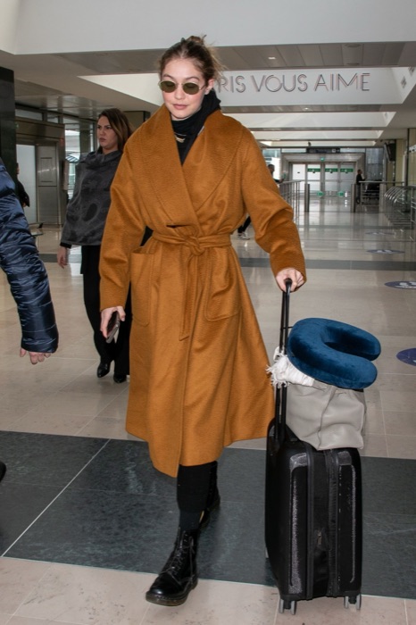 Gigi Hadid wearing Camel