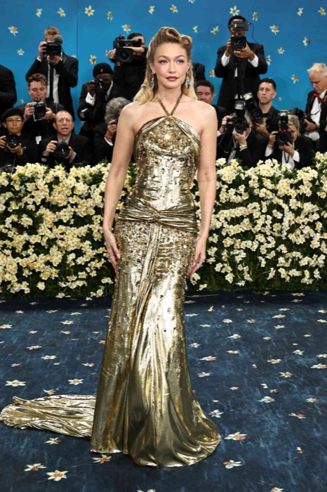 Gigi Hadid wearing Marigold