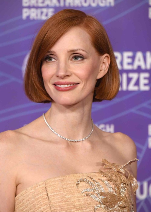 Jessica Chastain wearing Camel
