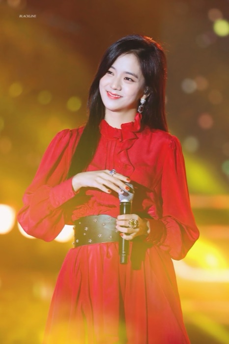Jisoo wearing Cherry Red