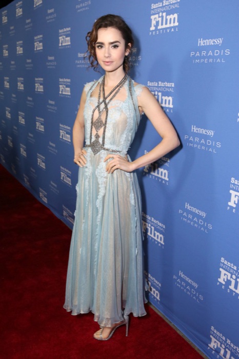Lily Collins wearing True Blue