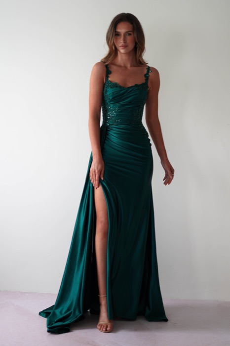 Lily Collins wearing Emerald