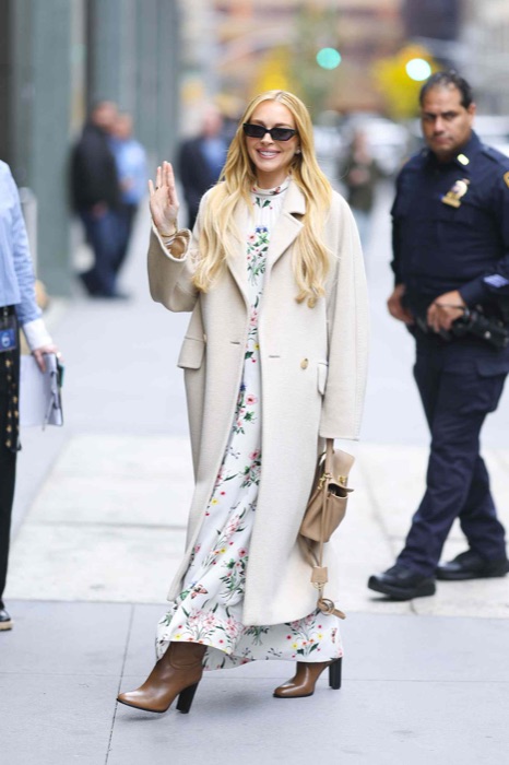 Lindsay Lohan wearing Camel