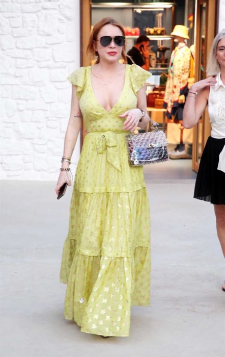 Lindsay Lohan wearing Moss Green
