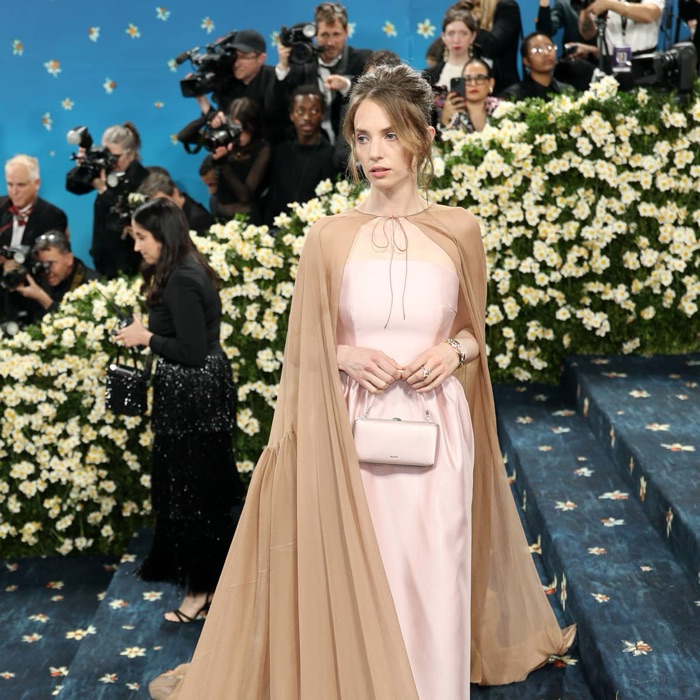Maya Hawke wearing Coral Blush