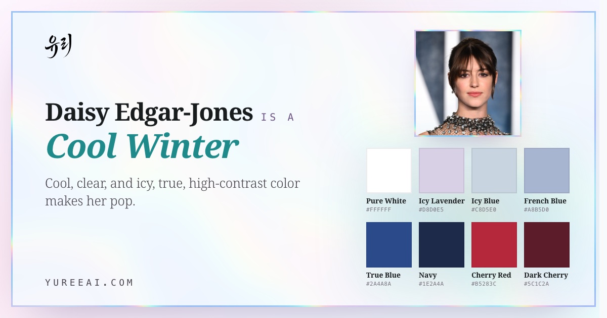 Daisy Edgar-Jones is a Cool Winter, with her best colors