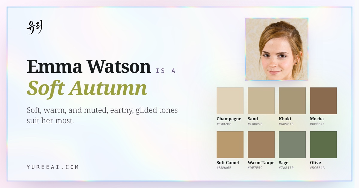 Emma Watson is a Soft Autumn, with her best colors