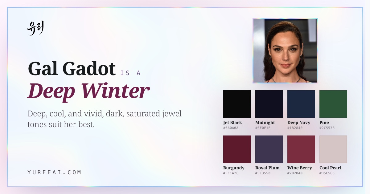 Gal Gadot is a Deep Winter, with her best colors