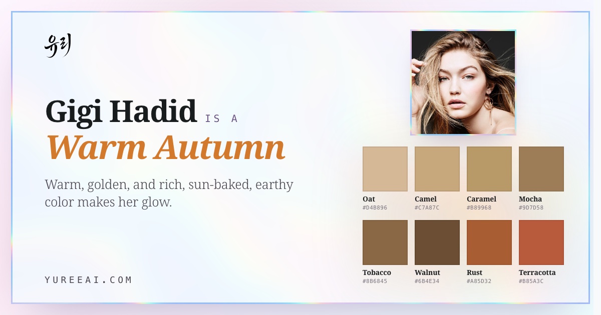 Gigi Hadid is a Warm Autumn, with her best colors