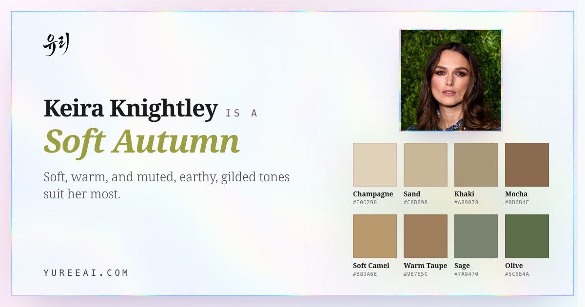 Keira Knightley is a Soft Autumn, with her best colors