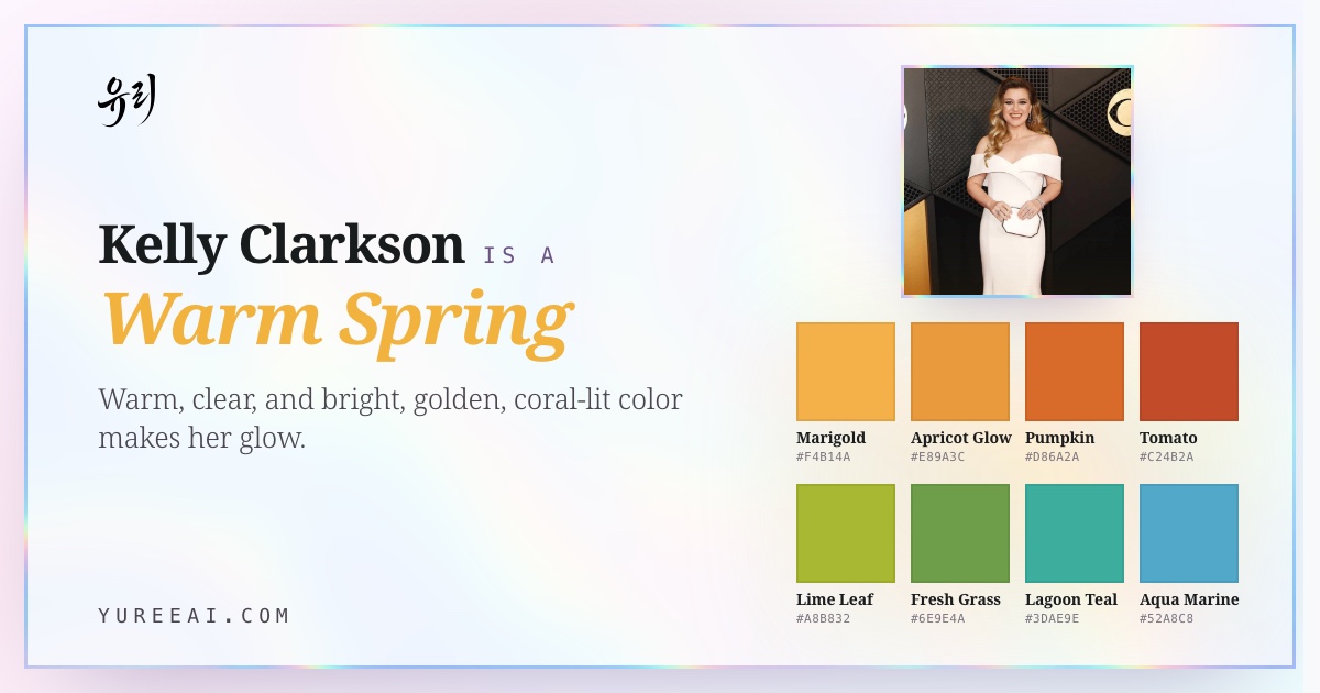 Kelly Clarkson is a Warm Spring, with her best colors