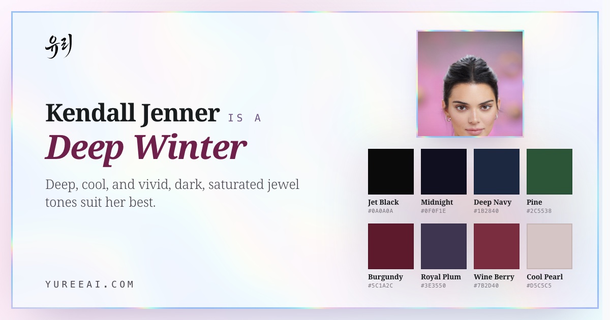 Kendall Jenner is a Deep Winter, with her best colors