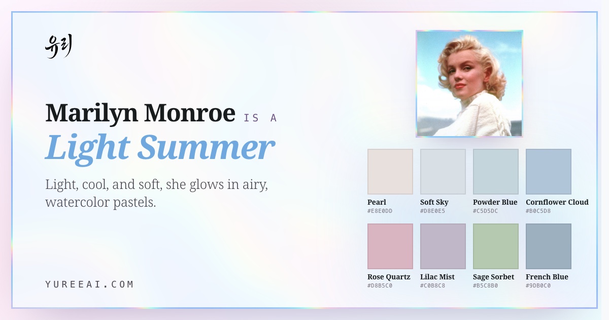 Marilyn Monroe is a Light Summer, with her best colors