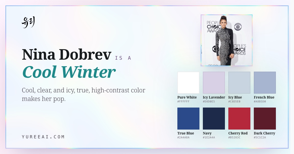 Nina Dobrev is a Cool Winter, with her best colors