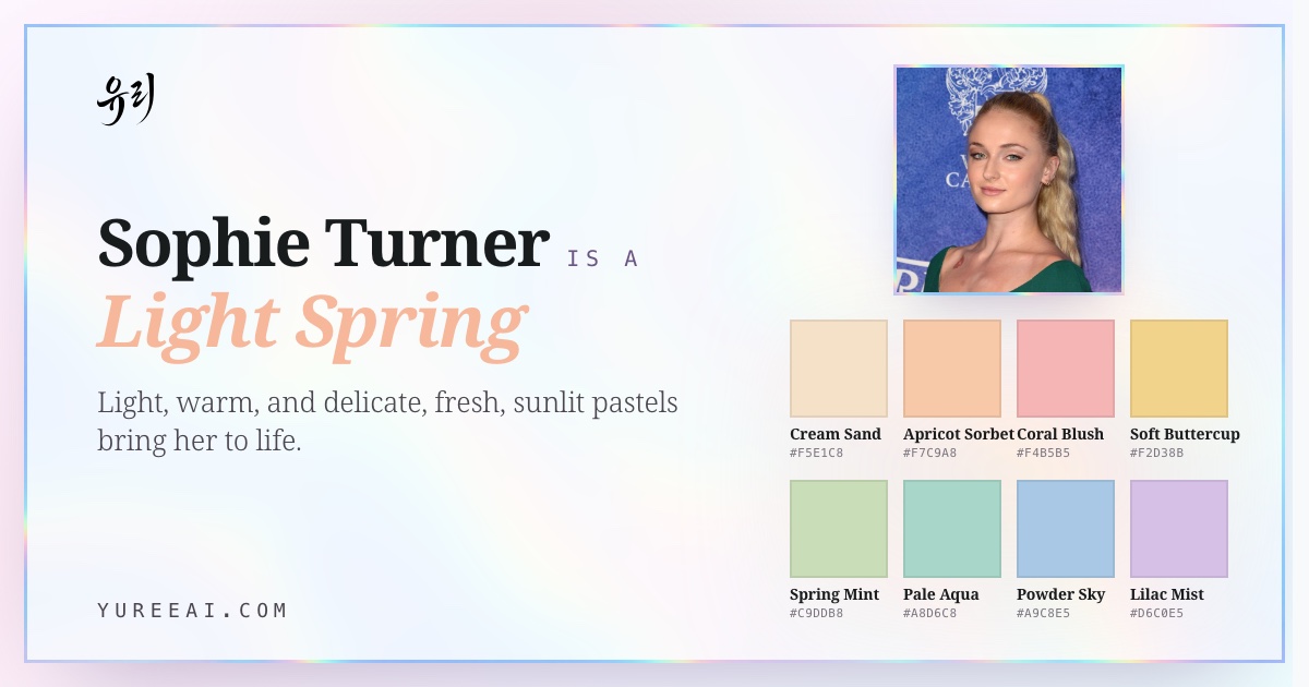 Sophie Turner is a Light Spring, with her best colors