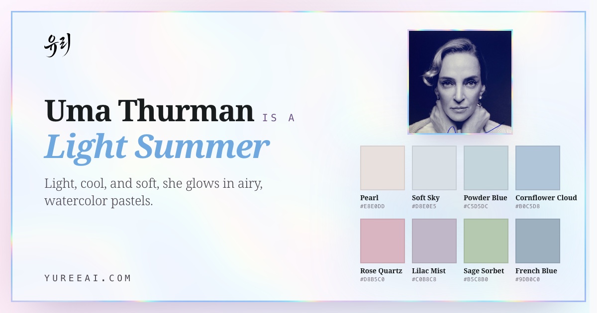Uma Thurman is a Light Summer, with her best colors