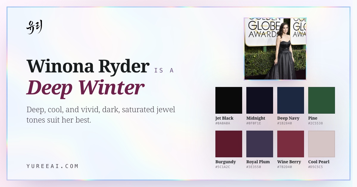 Winona Ryder is a Deep Winter, with her best colors