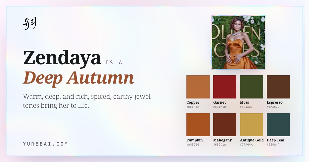 Zendaya is a Deep Autumn, with her best colors