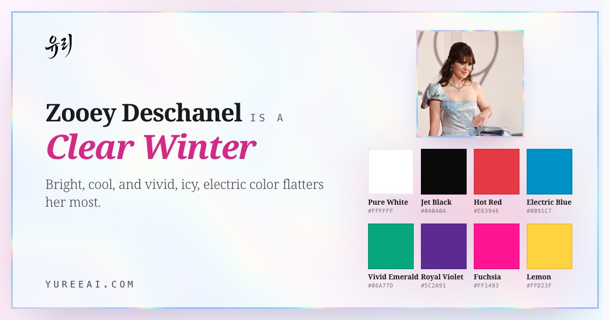 Zooey Deschanel is a Clear Winter, with her best colors