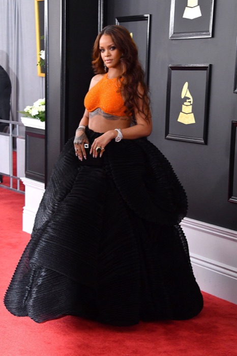Rihanna wearing Burnt Orange