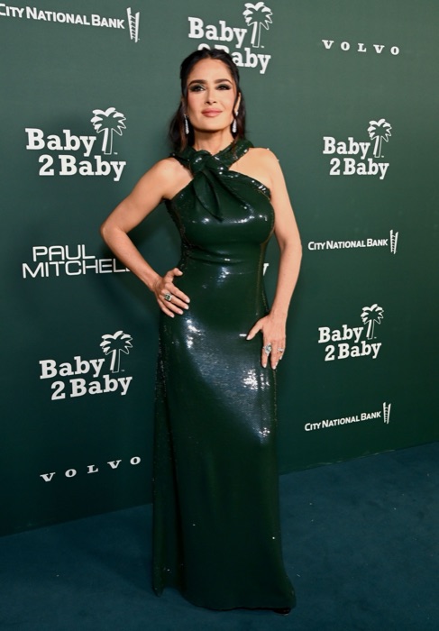 Salma Hayek wearing Moss