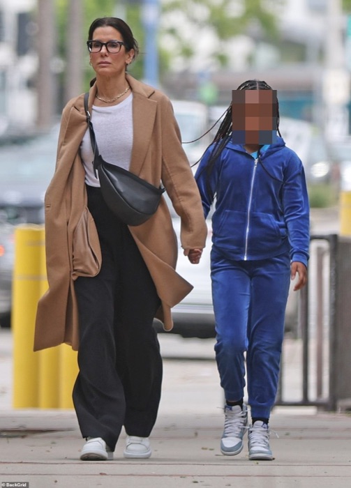 Sandra Bullock wearing Camel