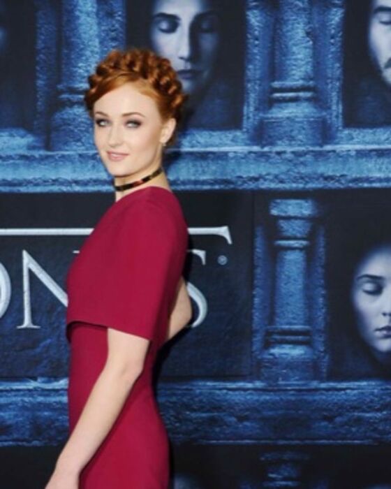 Sophie Turner in Burgundy