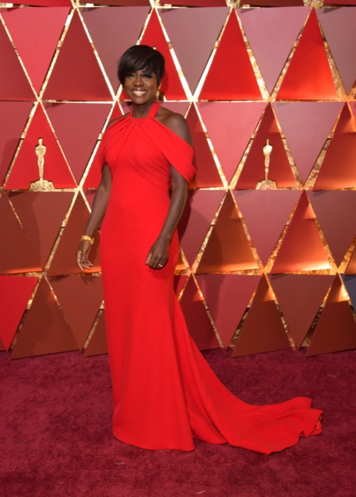 Viola Davis wearing Burgundy
